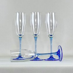 Champagneglas med lysebl stilk - Luminarc