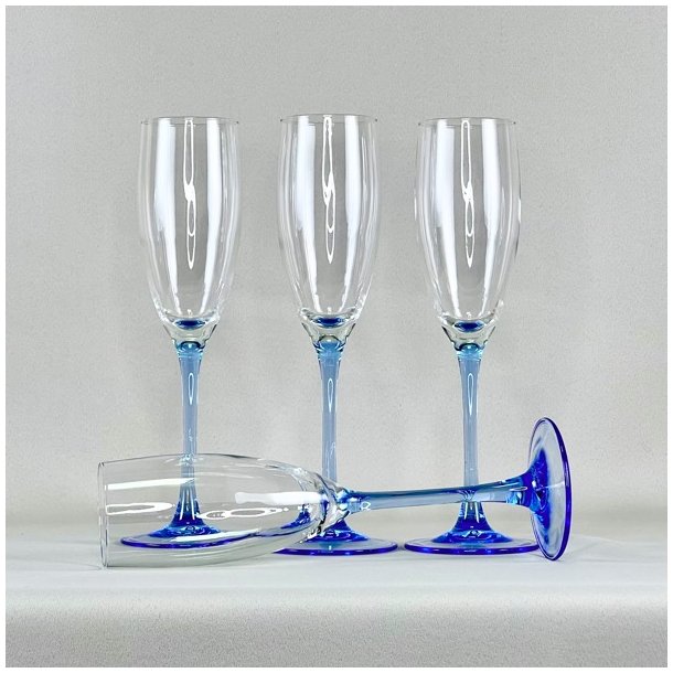 Champagneglas med lysebl stilk - Luminarc