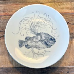 Fisketallerkener - lys bl streg fra Kahla