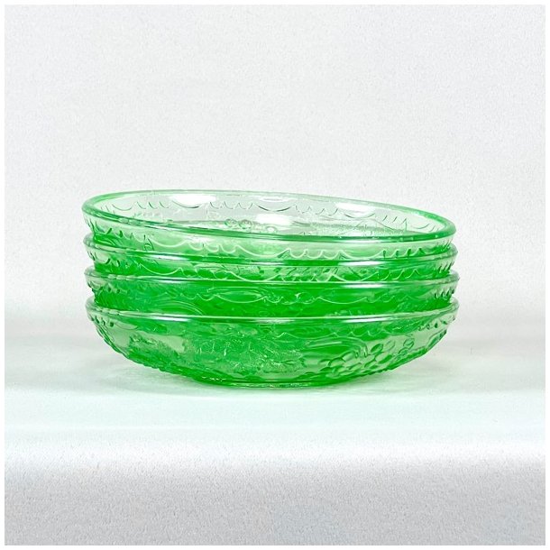 Asietter (st a' 4 stk) - lysegrnt presset glas