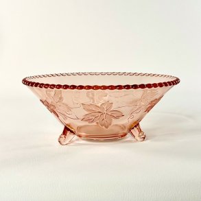 Glassk�l - lyser�d m/vinblade, f�dder og perlekant