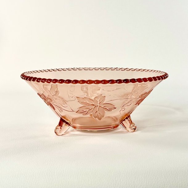 Glassk�l - lyser�d m/vinblade, f�dder og perlekant