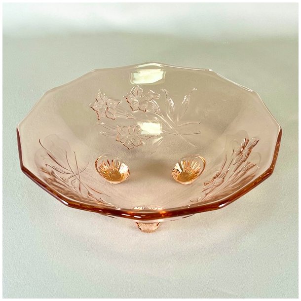 Glasskl - lyserd m/blomster og p fdder