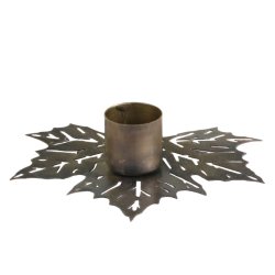 Lysestage bladformet antique messing