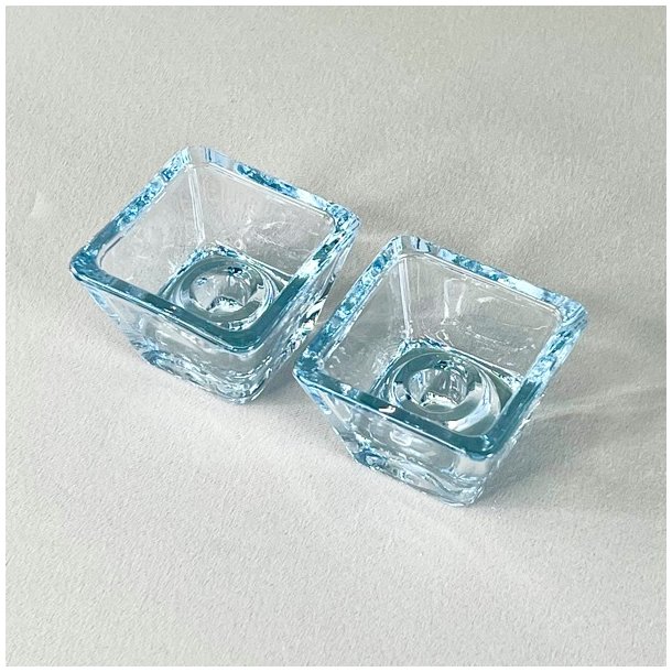 Lysestager - firkantede t/kertelys, sart lysebl