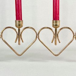 Lysestage t/kertelys, messing hjerte