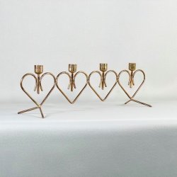 Lysestage t/kertelys, messing hjerte