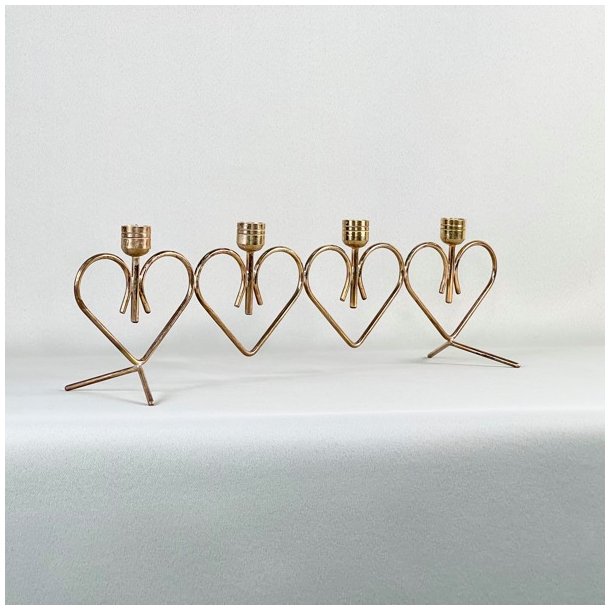 Lysestage t/kertelys, messing hjerte