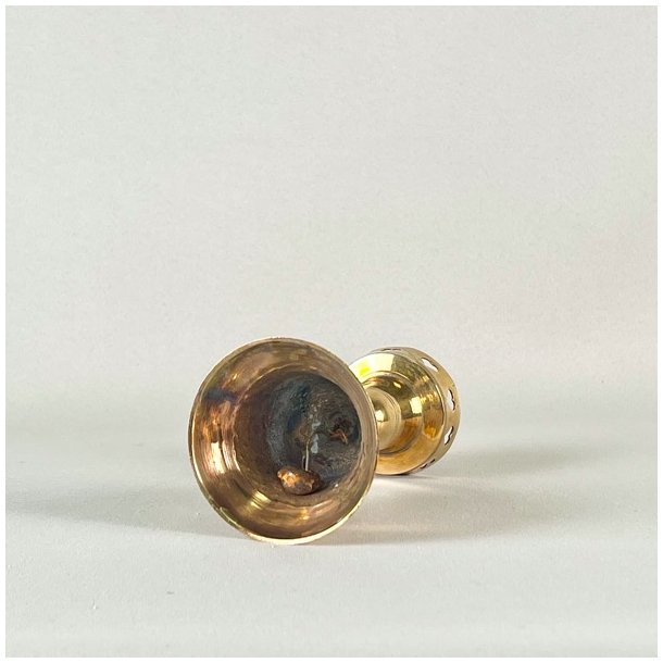 Messing lysestage - klokke m/hjerter