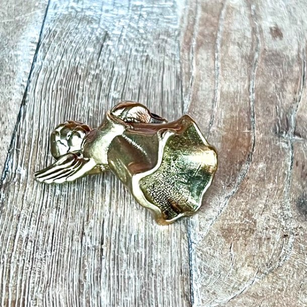 Lysestage - lille engel i messing