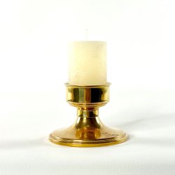 Messing lysestage til bloklys - lav H7,5 cm