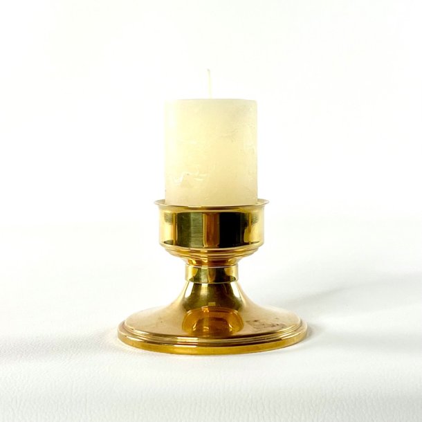 Messing lysestage til bloklys - lav H7,5 cm