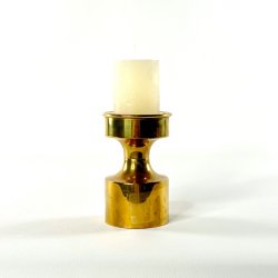 Messing lysestage til bloklys, H11,5 cm