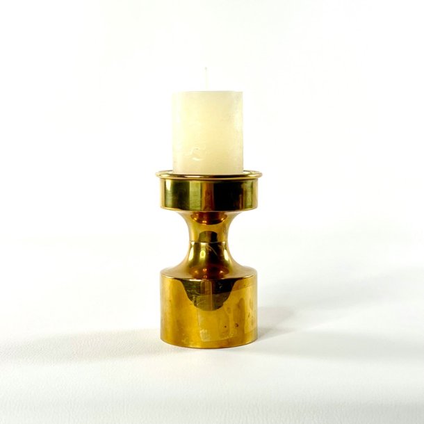 Messing lysestage til bloklys, H11,5 cm