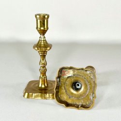 Messing lysestagepar - vintage, patineret