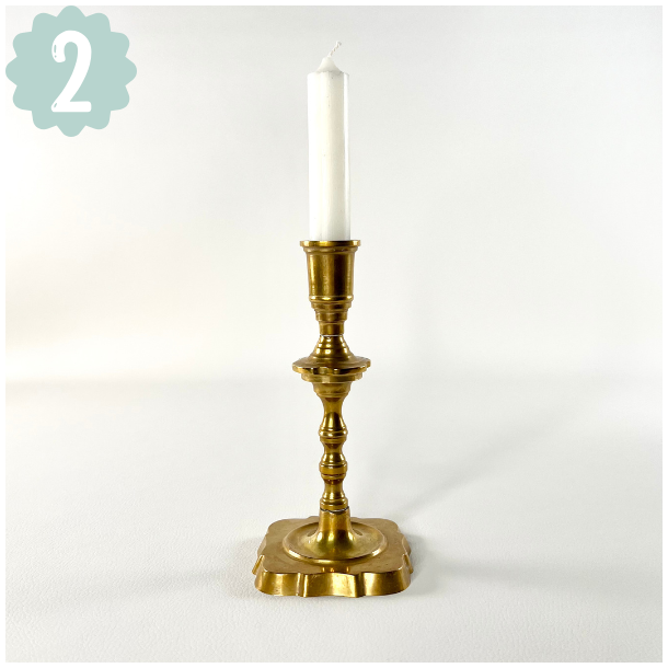 Messing lysestager - assorterede m/patina 