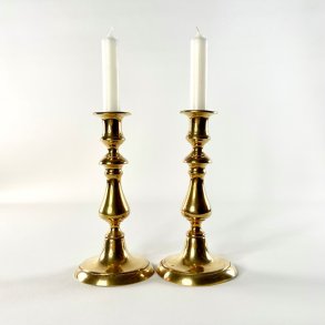 Messing lysestagepar - kraftig H21 cm