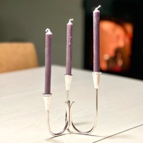 Lysestage i slvplet til 3 kertelys