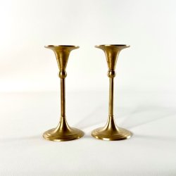 Messing lysestagepar - b�rstet messing H15 cm