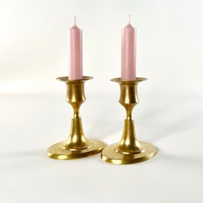 Messing lysestagepar - oval fod H11 cm