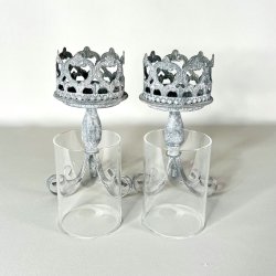 Lysestagepar til bloklys - zink med glas