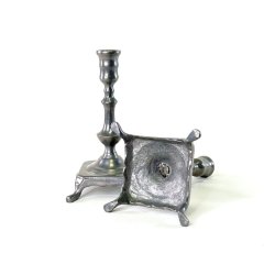 Tin lysestagepar - p� f�dder, H16 cm