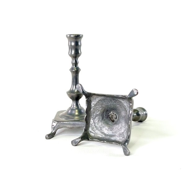 Tin lysestagepar - p� f�dder, H16 cm