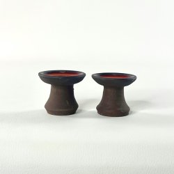 Duo af retro kertelysestager i keramik 