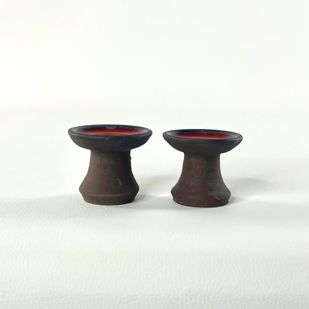 Duo af retro kertelysestager i keramik 
