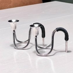 Retro lysestage - C.F. Christiansen, slv med vikling (enkelt) 