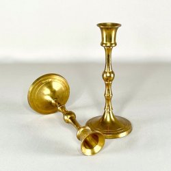 Messing lysestagepar - patineret