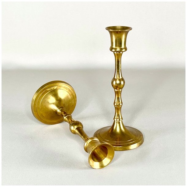 Messing lysestagepar - patineret