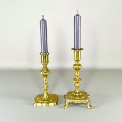 Messing lysestager - assorterede m/patina 