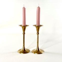 Messing lysestagepar - b�rstet messing H15 cm