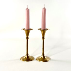 Messing lysestagepar - b�rstet messing H15 cm