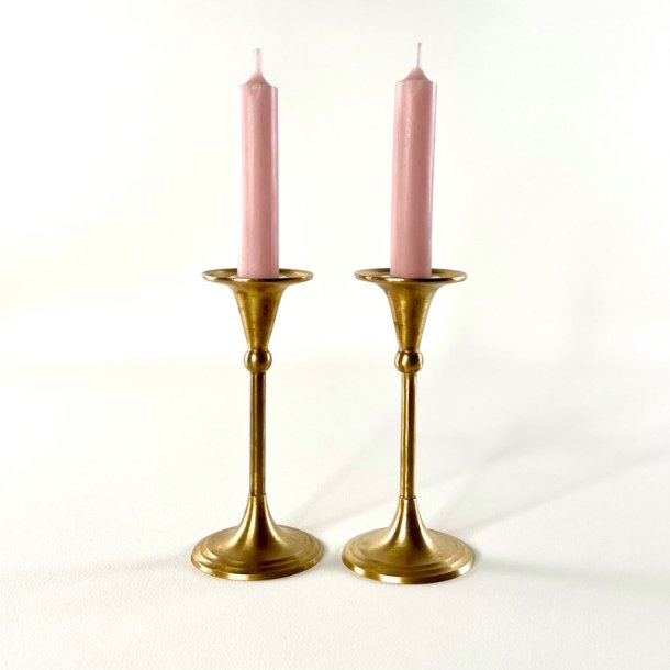 Messing lysestagepar - b�rstet messing H15 cm