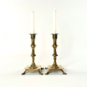 Messing lysestagepar - p� f�dder H18 cm