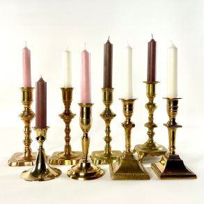 Messing lysestager - assorterede m/patina 