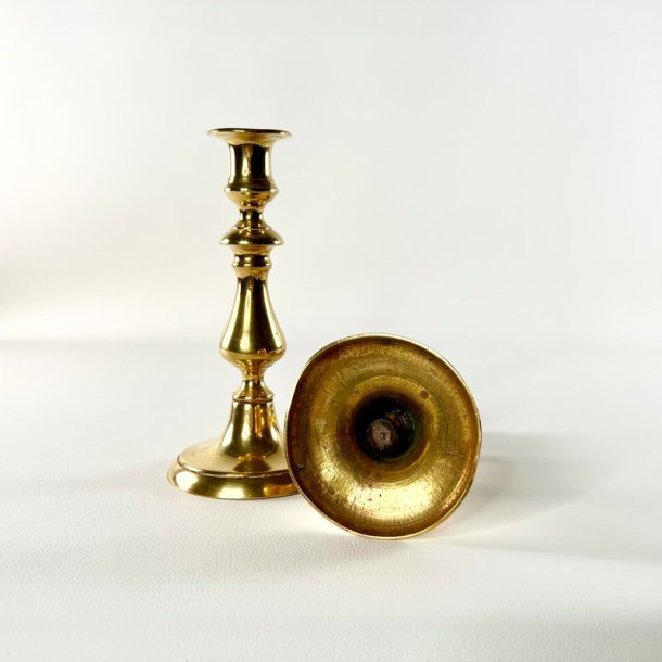 Messing lysestagepar - kraftig H21 cm