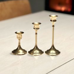 Messing lysestager - trio