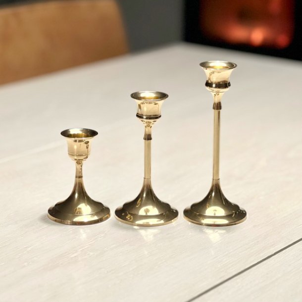 Messing lysestager - trio