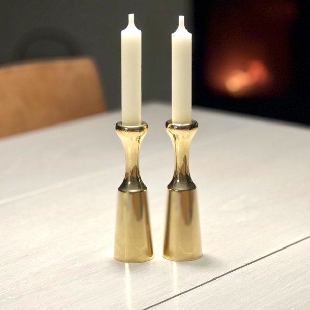 Messing lysestagepar - konisk form