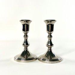 Lysestagepar - s�lvplet, H14 cm