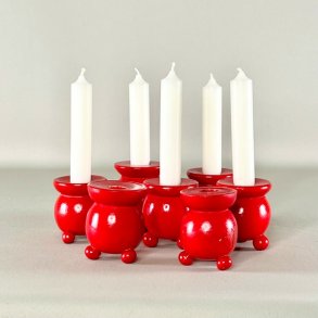 Rd kugleformet julelysestage p tre ben