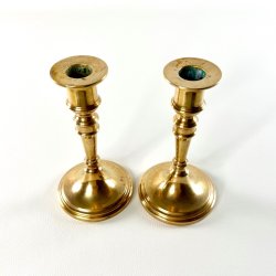 Messing lysestagepar - malm H15,5 cm