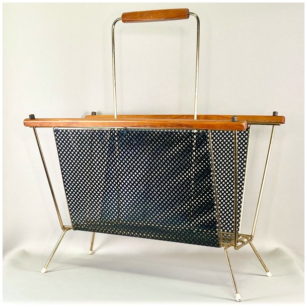 Magasinholder - teak og metal