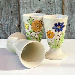 Mazagran - fransk kaffekop m/hndmalede blomster