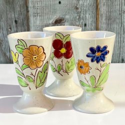 Mazagran - fransk kaffekop m/hndmalede blomster