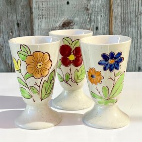 Mazagran - fransk kaffekop m/hndmalede blomster