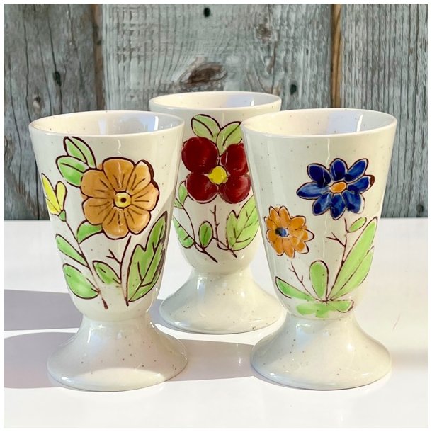 Mazagran - fransk kaffekop m/hndmalede blomster